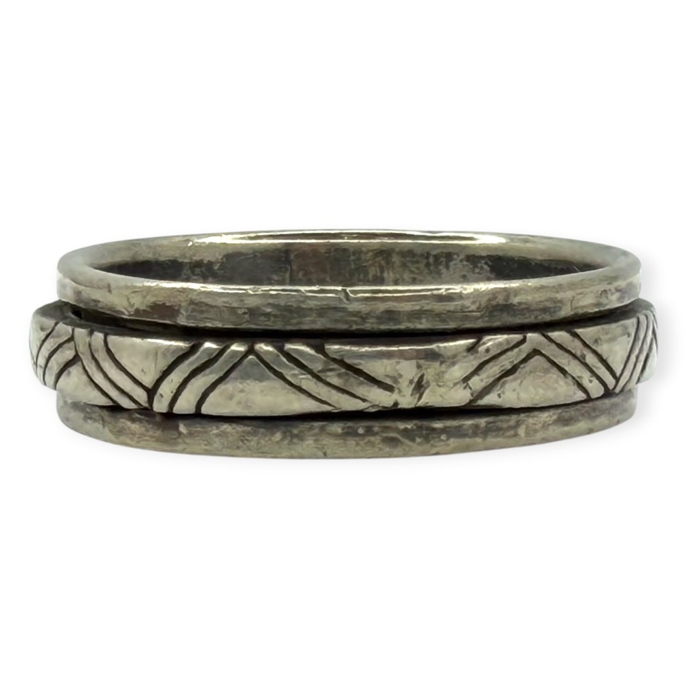 Vintage Spinner Ring Sterling Silver 925 Size 11.75 Engraved Band